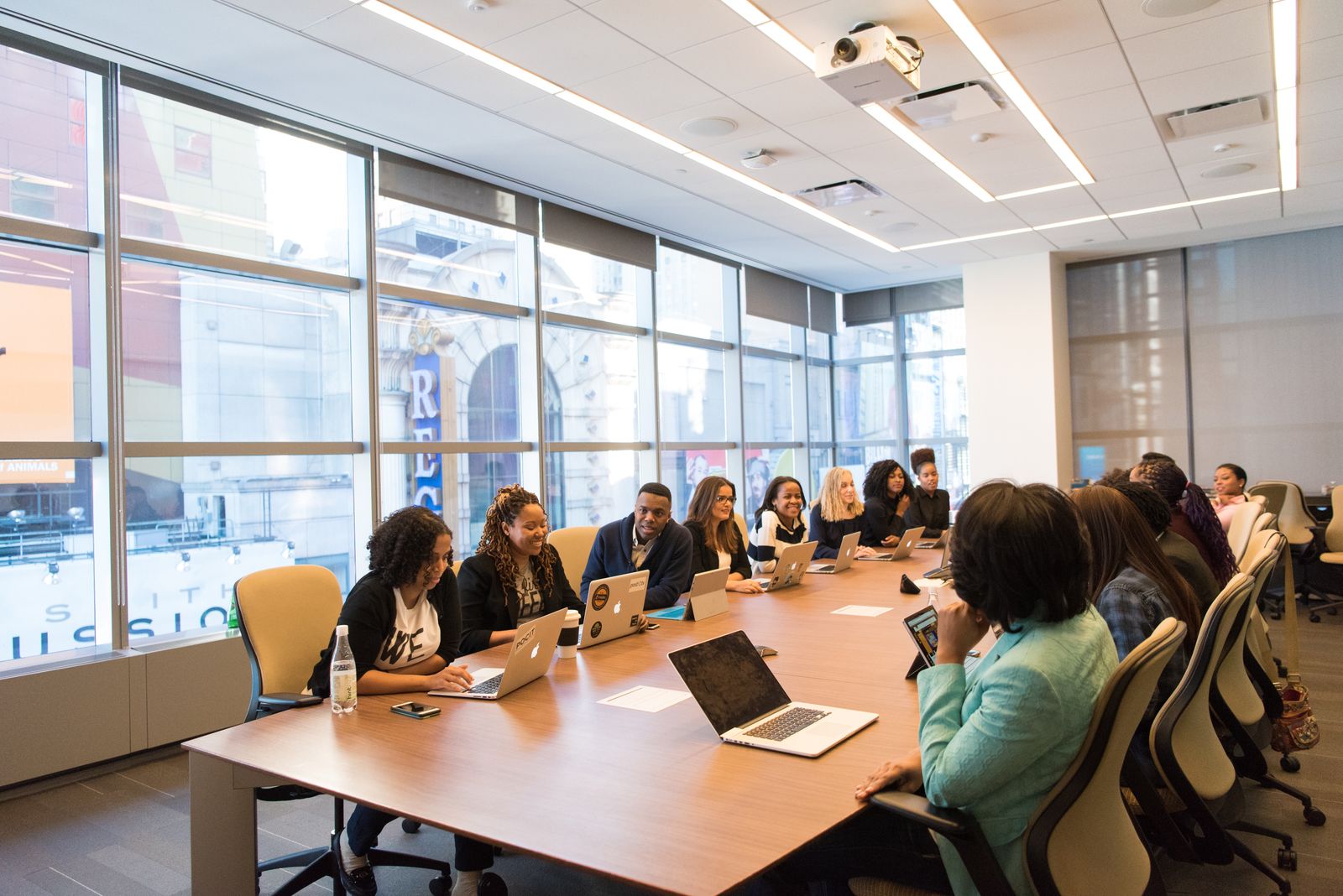 A leadership team meeting in a boardroom